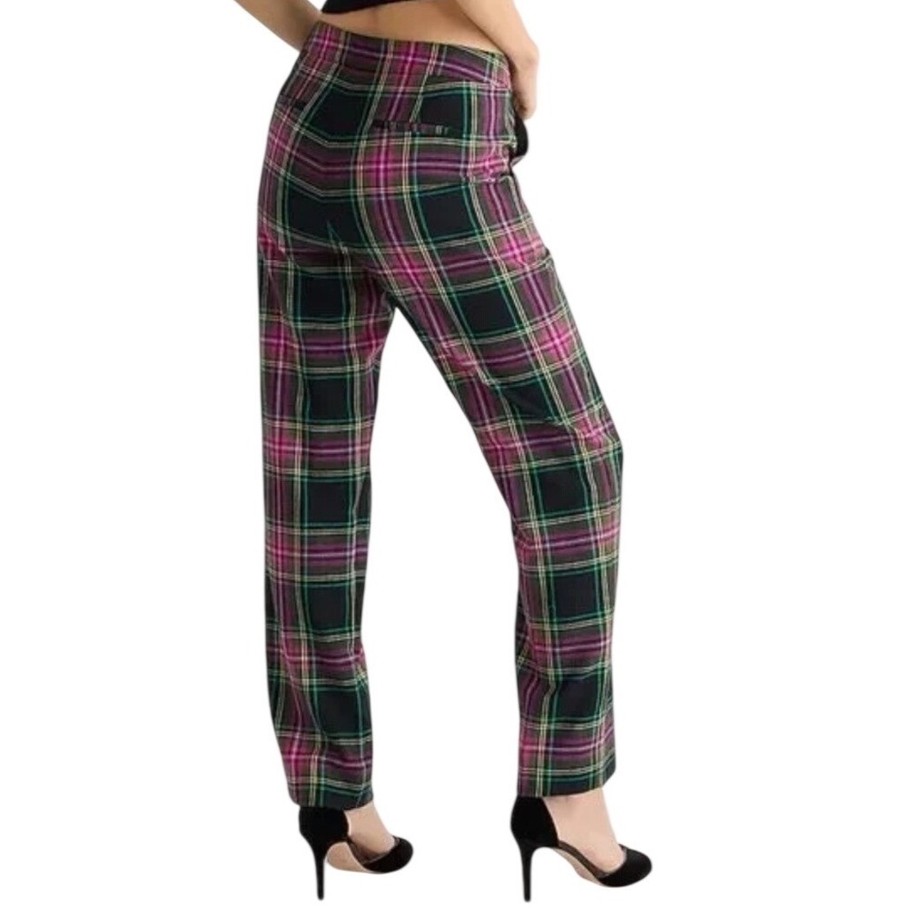 NWT J.Crew Kate Straight Leg Pants Pink Stewart Tartan Plaid Wool Blend Size 0